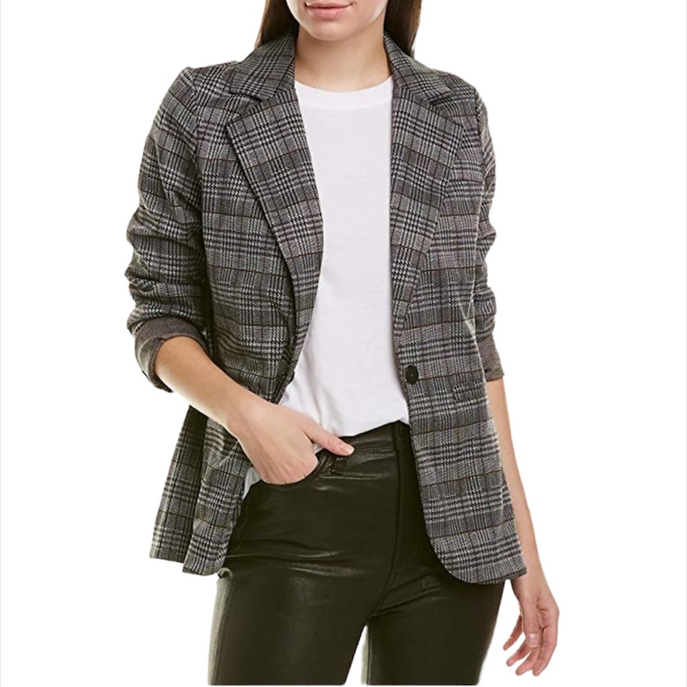 NEW Michael Stars Plaid Ponte Blazer